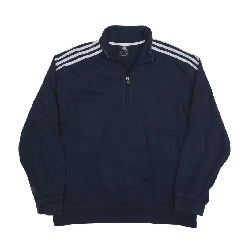 ADIDAS Sweatshirt Blue 1/4 Zip Mens L