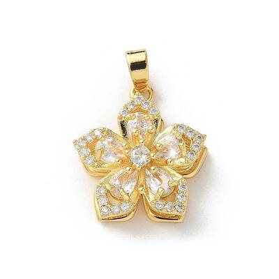 Brass Micro Pave Clear Cubic Zirconia Pendants