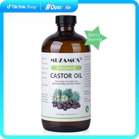 MUZAMOX Castor Oil Organic Cold Pressed Unrefined Glass Bottle for Hair Growth, Thicker Eyelashes, Skin Care, and Promote Ove...