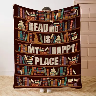 Book Lovers Gift Blanket, 1 Count Soft Comfortable Throw Blanket, Cool Bedroom Bedding Blankets for Home Office Camping