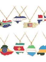 Fashion Creative World Map Pendants Necklaces, National Flags, Unique Gifts for Women and Men, Trendy & Exquisite Jewelry Nec...