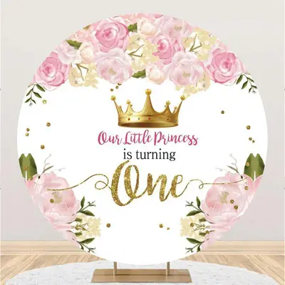 Aperturee Little Princess Is Turning One Round Birthday Backdrop