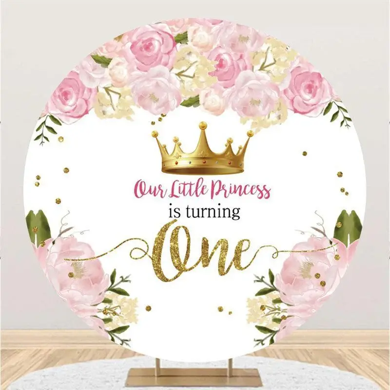 Aperturee Little Princess Is Turning One Round Birthday Backdrop