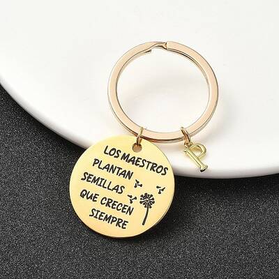 201 Stainless Steel & Brass Letter Keychain