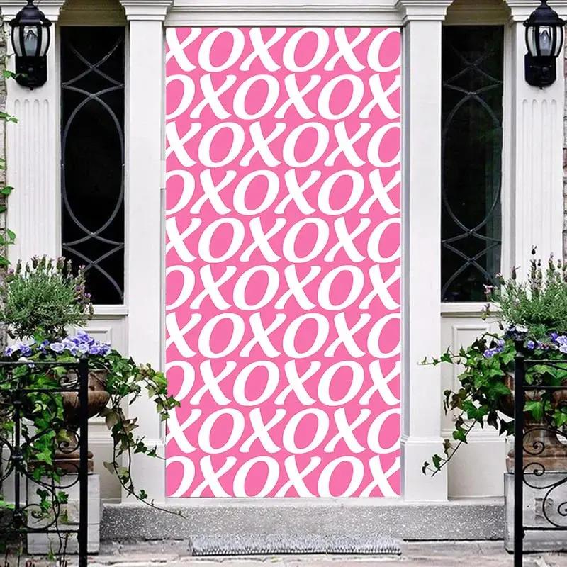 Xoxo Repeat Letters Pink Valentines Day Door Cover - Aperturee