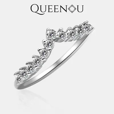 【265】“Stack Bands” Synthetic Moissanite Luxurious V-band - Elegant Wedding/Engagement Jewelry, Fashionable Anniversar...