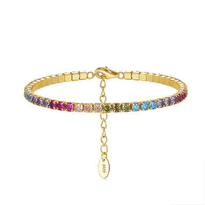 Real 14K Gold Plated 925 Sterling Silver Link Chain Bracelet