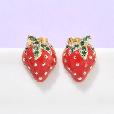Brass Enamel Stud Earrings