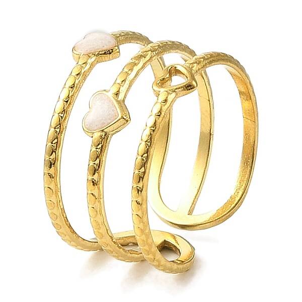 304 Stainless Steel Enamel Open Cuff Rings for Women