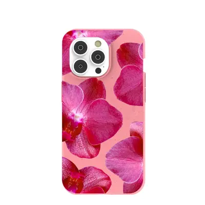 Bubblegum Pink Pink Orchids iPhone 14 Pro Case