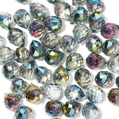 50Pcs Teardrop Transparent Glass Charms
