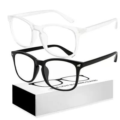 2 Pack,Computer Gaming Glasses,Fashion Large Size Square Frame Eyeglasses for Everyday Use,Mother's Day Gift,Graduation Gift