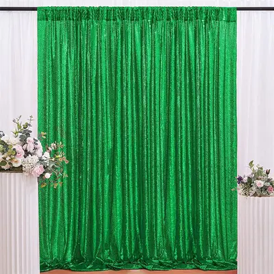 Glitter Green Sequin Fabric Photography Backdrop Curtain - Aperturee