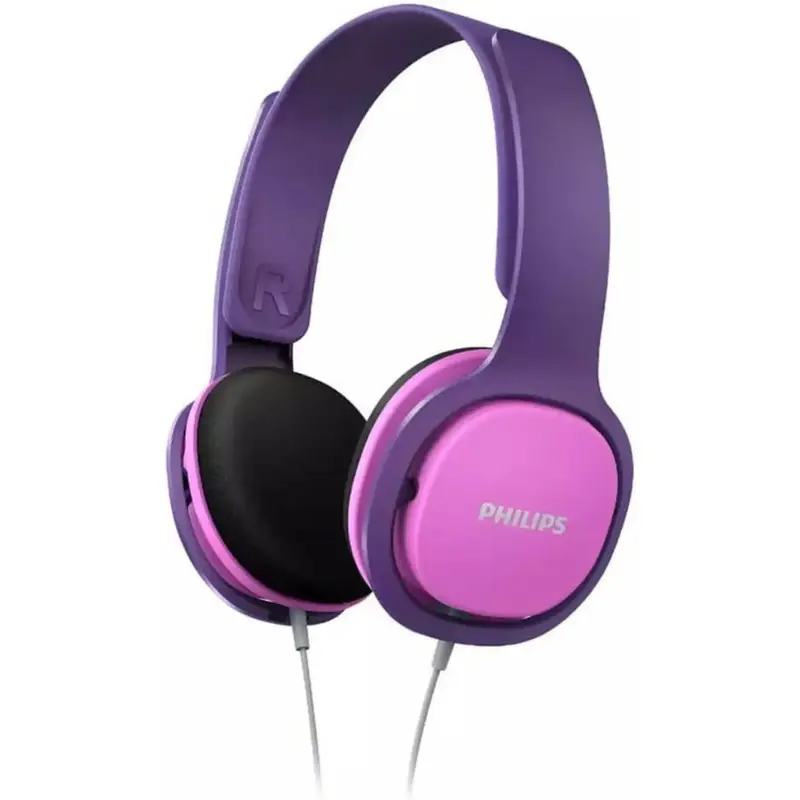 PHILIPS Kids Wired Headphones - Adjustable Ergonomic Headband, Safe 85dB Volume Limit, Ultra-Lightweight, Vibrant Purple & Pi...