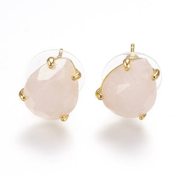 Natural Rose Quartz Stud Earrings