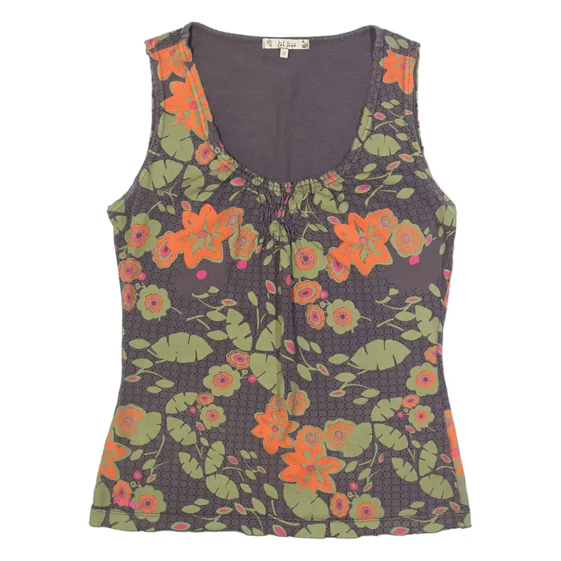 FAT FACE Womens Printed Vest Grey Sleeveless Floral UK 12