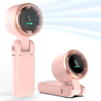 Portable 3-in-1 Air Turbo Tech Fan (Hanging Neck, Handheld,Desktop) | 5-Speed Wind, High-Quality Materials, LED Digital Displ...