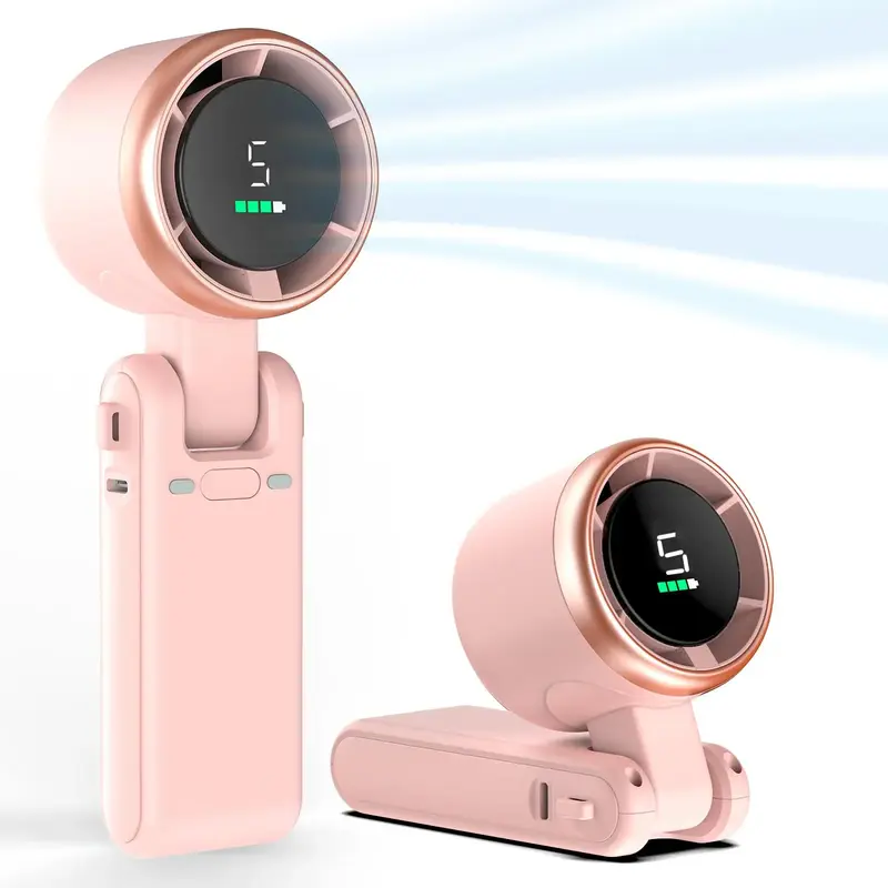 Portable 3-in-1 Air Turbo Tech Fan (Hanging Neck, Handheld,Desktop) | 5-Speed Wind, High-Quality Materials, LED Digital Displ...