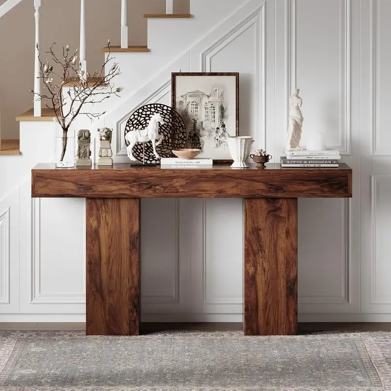 【FallDealsForYou】ONBRILL 63-Inch Long Console Table Modern, Wooden Farmhouse Entryway Table, Console End Table Sofa Behin...