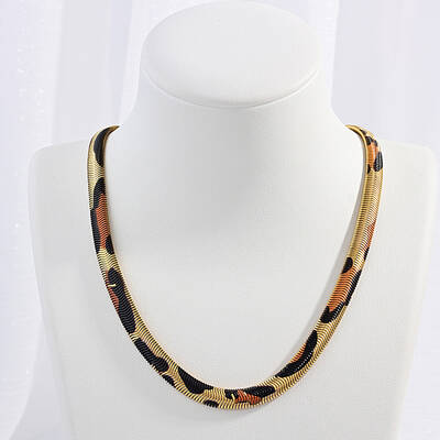 304 Stainless Steel Leopard Print Snake Chain Necklaces for Women