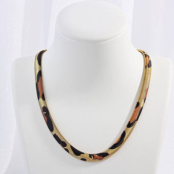 304 Stainless Steel Leopard Print Snake Chain Necklaces for Women