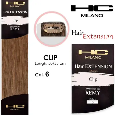 Hc milano 3 clip extensions remy width 14-16cm length 50cm col.6 dark golden blonde 6,3