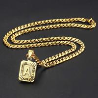 Men's and women's 26 letter necklace, square initials stainless steel necklace