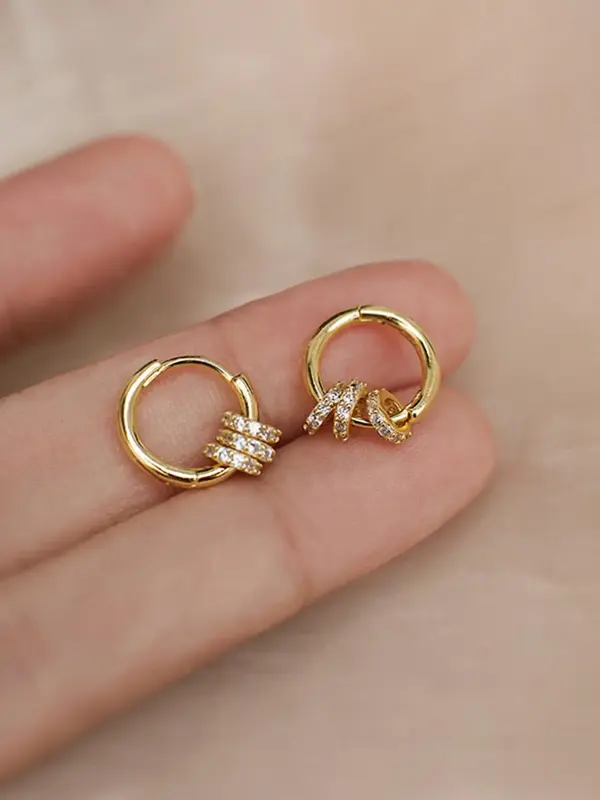 925 Sterling Silver Rhinestone Decorated Earrings, Fashionable Earrings for Women, Daily Clothing Decor, Trendy All-match Jew...