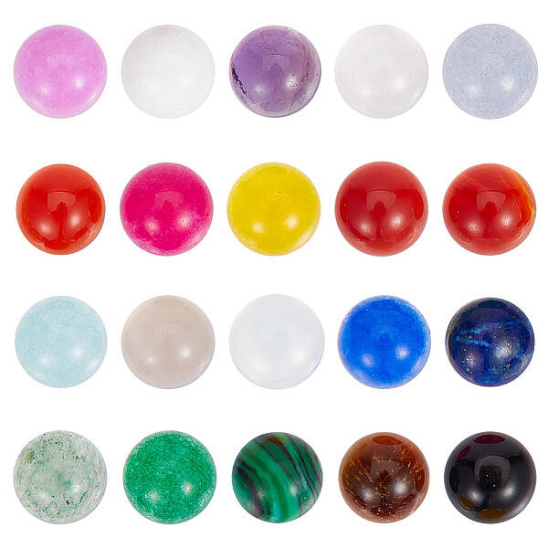 40Pcs 20 Styles Mixed Gemstone Cabochons