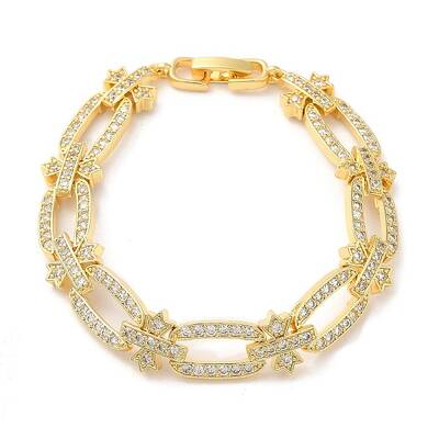 Cubic Zirconia Oval & Cross Link Chain Bracelet