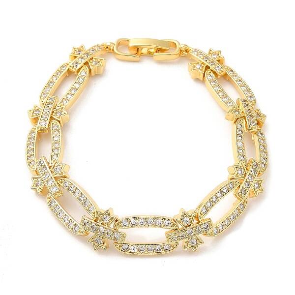 Cubic Zirconia Oval & Cross Link Chain Bracelet