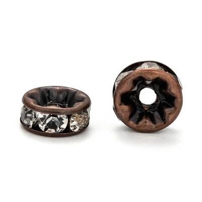 Brass Rhinestone Rondelle Space Beads