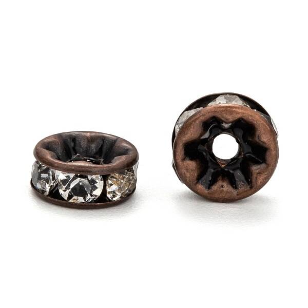 Brass Rhinestone Rondelle Space Beads