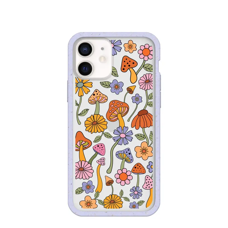 Clear Shrooms and Blooms iPhone 12/ iPhone 12 Pro Case With Lavender Ridge