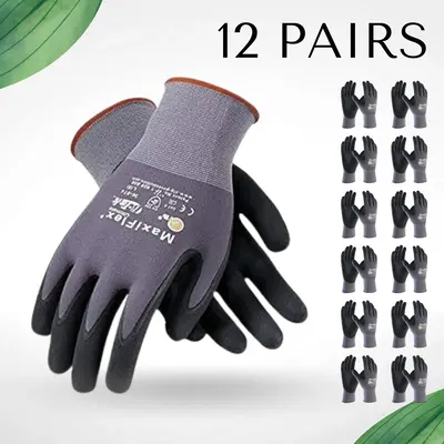 12 Pairs - MaxiFlex PIP 34874 - Maxi Flex Ultimate 34874 Foam Nitrile Palm Coated Gloves (Pack of 12 Pairs)