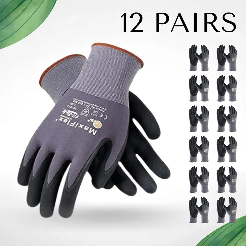 12 Pairs - MaxiFlex PIP 34874 - Maxi Flex Ultimate 34874 Foam Nitrile Palm Coated Gloves (Pack of 12 Pairs)