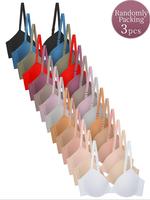 Women's Solid Color Push Up Bra, Adjustable Strap Underwire Bra, Basic Soft Comfortable Breathable Medium Stretch Bra for All...
