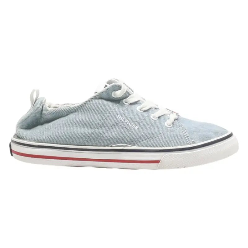 TOMMY HILFIGER Low Top Trainers Blue Canvas Womens UK 5.5