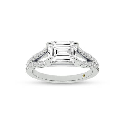Delhi Split Shank Emerald Cut Lab Grown Diamond Engagement Ring | 14K White Gold 2 1/4 CT. TW.