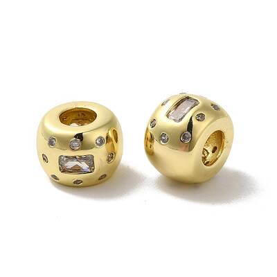 Brass Micro Pave Cubic Zirconia Beads
