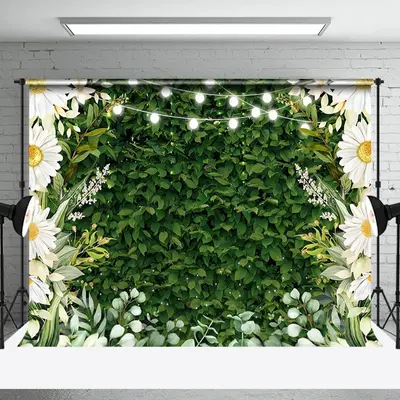 White Floral Light Greenery Spring Photo Backdrop - Aperturee