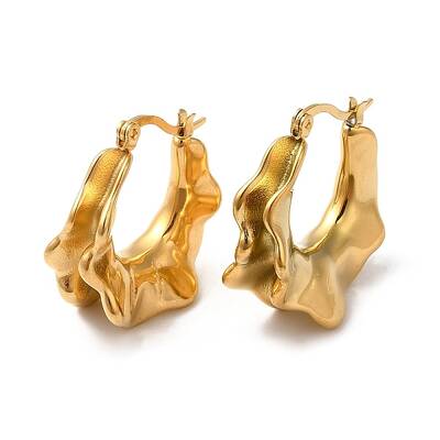 Ion Plating(IP) 304 Stainless Steel Twist Teardrop Hoop Earrings