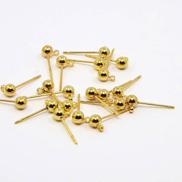 Brass Ball Post Ear Studs