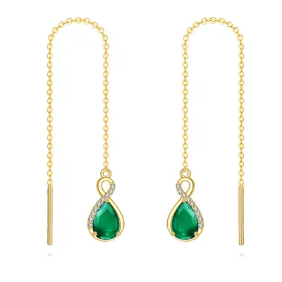 14K Gold Cubic Zirconia Infinity Symbol Drop Earrings