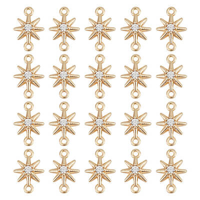 20Pcs Brass Pave Clear Cubic Zirconia Connector Charms