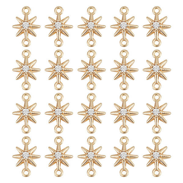 20Pcs Brass Pave Clear Cubic Zirconia Connector Charms