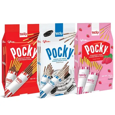 Pocky sticks chocolate Variety Pack of 3 Include: Chocolate, Strawberry and Cookies & Cream