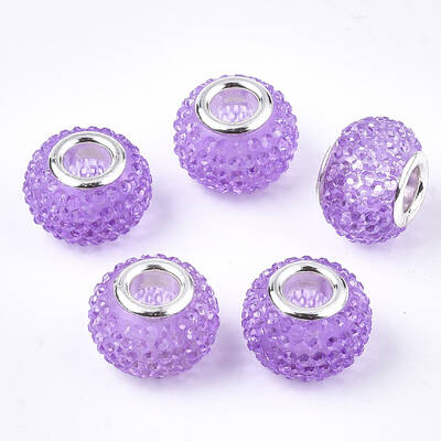 Resin Rhinestone European Beads