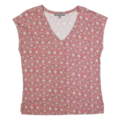 LAURA ASHLEY Womens Printed Top Pink V-Neck Floral UK 12