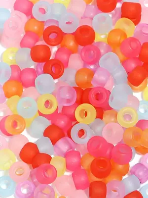 Mixed Color Beads (200pcs/bag), Bracelet Beads, Glitter Transparent Pony Beads for Hair Braids Crafts, Plastic Acrylic Beads ...